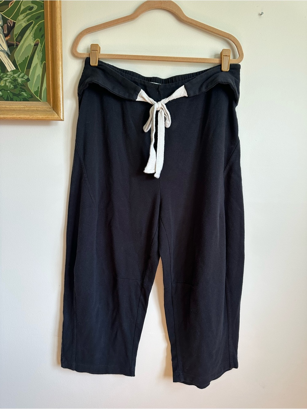 Free People Beach Wild Is The Wind Wide Leg Sweatpants Womens Large Black Crop